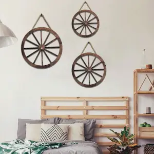 Wall Decoration Vintage Solid Wood Hanging Decor Western Style Wooden Four-Wheel Cart Wall Hanging Ornament For Home Decoration
