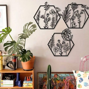 3pcs Metal Flower Wall Art, Floral Decoration, Metal Flower Wall Decoration, Metal Flower Home Decoration, Metal Flower Wall Decoration, Flower Wall Decoration, Housewarming Gift