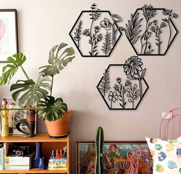 3pcs Metal Flower Wall Art, Floral Decoration, Metal Flower Wall Decoration, Metal Flower Home Decoration, Metal Flower Wall Decoration, Flower Wall Decoration, Housewarming Gift