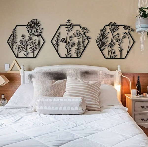 3pcs Metal Flower Wall Art, Floral Decoration, Metal Flower Wall Decoration, Metal Flower Home Decoration, Metal Flower Wall Decoration, Flower Wall Decoration, Housewarming Gift - Image 3