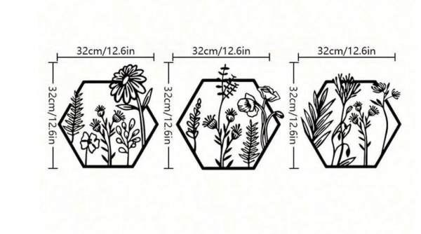 3pcs Metal Flower Wall Art, Floral Decoration, Metal Flower Wall Decoration, Metal Flower Home Decoration, Metal Flower Wall Decoration, Flower Wall Decoration, Housewarming Gift - Image 2