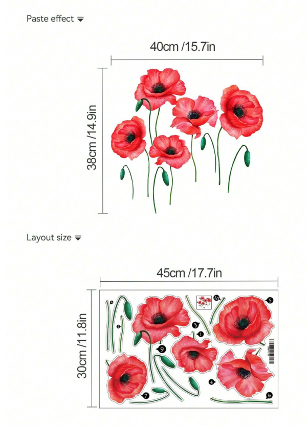 1pc Adhesive Wall Sticker With Beauty's Attractive Flowers Design, Ideal For Living Room, Bedroom And Foyer Decoration - Image 4