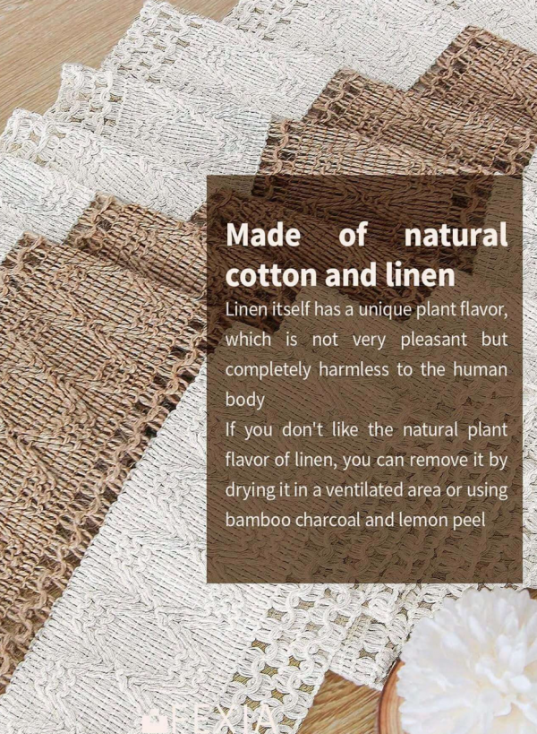 Boho Table Runner Macrame Table Runners For Home Decor Cream & Brown Macrame Table Runner With Tassels For Boho Dining Bedroom Decor Rustic Bridal Shower - Image 4